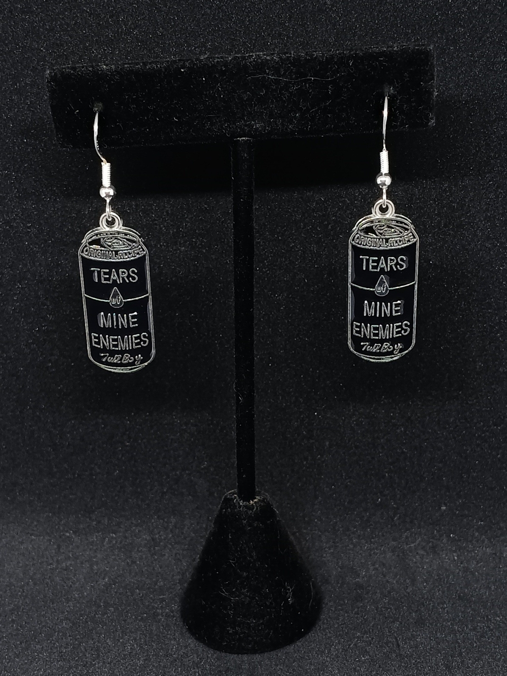 Silver 'Tears Mine Enemies' Can Drop Earrings